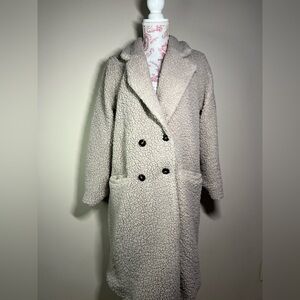 Newbury Kustom Long Trench SHERPA Coat SOFT and COZY sz Small (fits like medium)